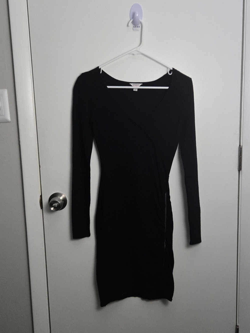 Guess Black Long Sleeve Wrap Dress